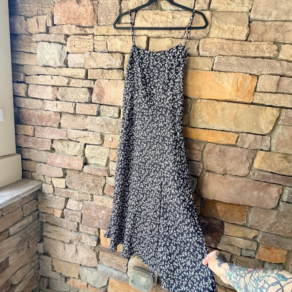 Joie Women Small Midi Tiered Dress Dark Ditsy Floral Square Cottage Romantic